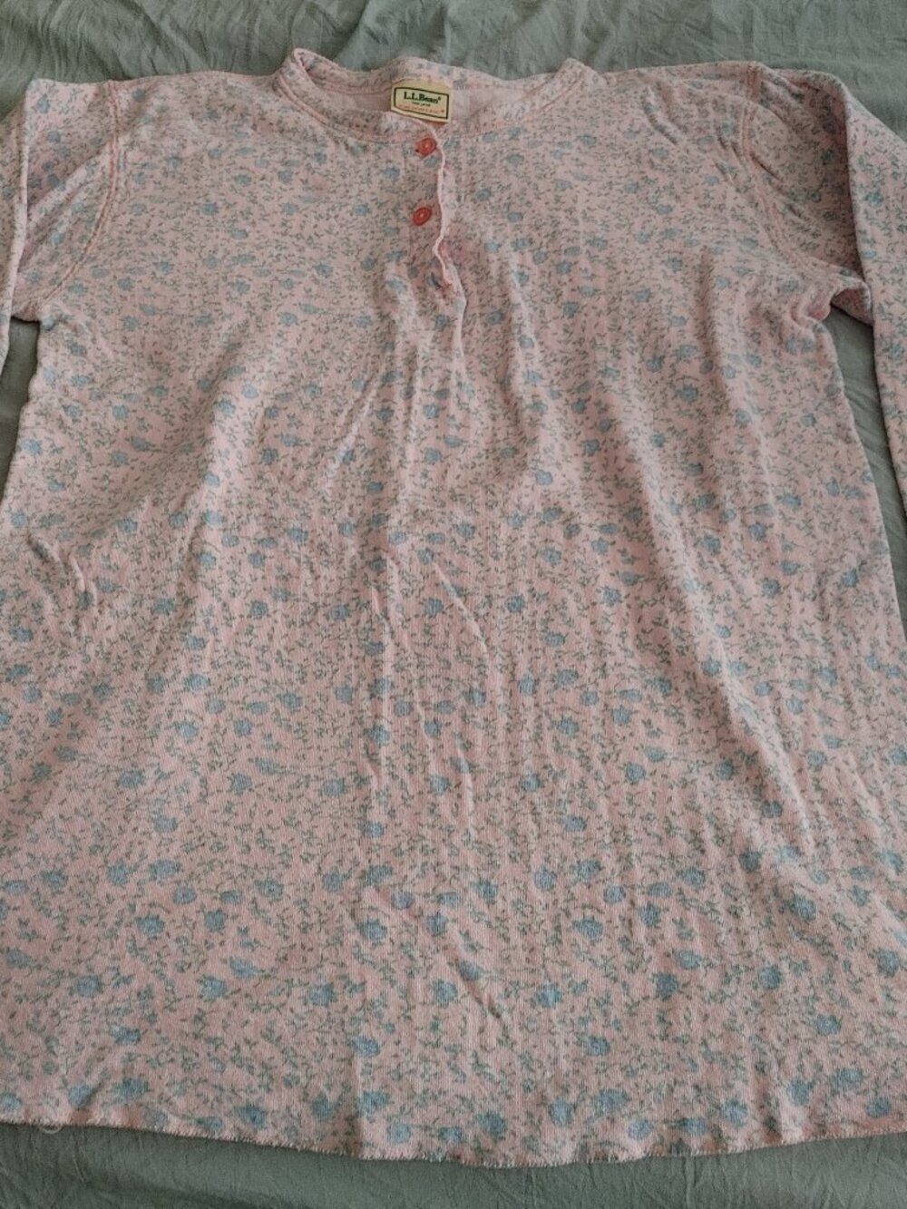 LL Bean Vintage River Driver's Henley Cotton/Wool Blend Womens LS Shirt